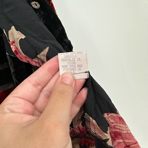 NEW Citron Silk Maxi Dress and Jacket Floral Print Velvet Beaded Fall - Picture 14 of 15